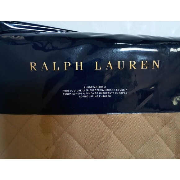 Ralph Lauren Cromwell Modern Equestrian European Sham Camel Quilted 26x26 NEW - Picture 2 of 5